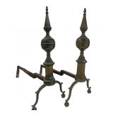 PR OF LATE 18THC. STEEPLE TOP ANDIRONS