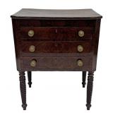 3 DRAWER MAHOGANY WORK TABLE W/ WRITING TABLET