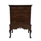 18THC. PA OR VA WALNUT CHEST ON FRAME W/ TRIFID