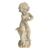 ALABASTER STATUE "CHERUB & BUTTERFLY"  W/ LOSSES