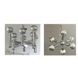 2 VINTAGE CHROMED STEEL CHANDELIERS, 1 HUSTADT