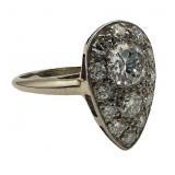 14KT WHITE GOLD PEAR SHAPED DIAMOND CLUSTER RING