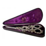ENG. STERLING SILVER GRAPE SHEARS IN ORIGINAL CASE
