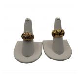 2- 14KT GOLD FASHION RINGS, 1 W/ DIAMONDS & 1 W/