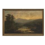 OIL / CANVAS BY E. BURNS "HUDSON VALLEY LANDSCAPE
