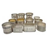 12 STERLING SILVER NAPKIN RINGS, ASS