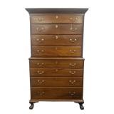 18THC. CHIPPENDALE CHEST ON CHEST W/ BALL & CLAW