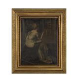 OIL / CANVAS "APPRECIATION OF ART" INITIALED F.E.O