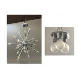 2 VINTAGE CHROME CEILING LIGHT FIXTURES, 1 SPUTNIK