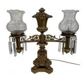 ELECTRIFIED BRONZE DOUBLE BRANCH ARGAND LAMP