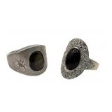 HIS & HERS RINGS , 14KT DIAMOND & ONYX LADIES RING