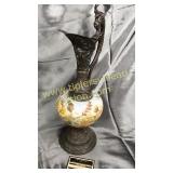 Ornate 19in ewer with face detail and hand