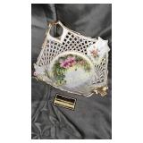 German hand Painted open lace porcelain footed