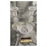 Crystal candle stands and small bowl