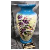 Hand painted Victorian blown glass vase with