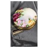 Limoges hand painted covered dish with chips