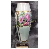 Hand painted unmarked vase possibly Nippon 11in