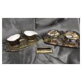 2 sets of silverplate cream and sugar