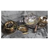 Group of silverplate serving pcs-platters, bowls,