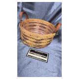 1998 longaberger round basket with leather