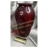 9in ruby red vase