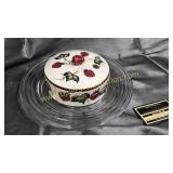 Vintage jam dishes with lid on glass plate