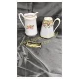 Hand painted sugar shaker and creamer