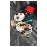 Cane stand with paper weights, cloisonné and