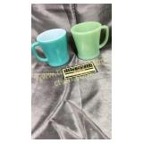 Fireking jadeite and turquoise mug
