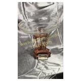 Etched crystal dish on cast base