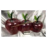 3 large blown glass apples