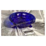 Cobalt blue butterfly bowl on legs