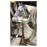 Stained leaded glass lamp 23in tall