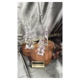 Crystal Christmas trees and angel on lighted