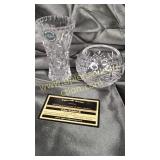 Lenox crystal bud vase and unmarked bowl