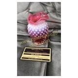 Fenton cranberry opalescent hobnail small vase