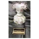 Fenton silvercrest hand painted melon vase