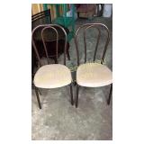 2 vintage metal framed chairs with new upholstery