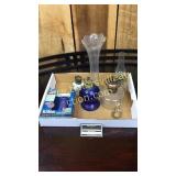 Oil lamps & misc glassware