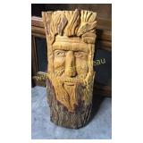 Tree plank carved face 25in