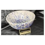 Blue and white spongeware bowl