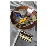 Bowl of misc night stand items