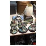 Lot of Thomas Kincaid statues,lamp, plates