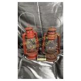 2 red barn lanterns