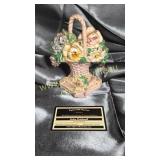 Small cast iron  flower basket door stop