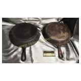 2 old no 8 cast iron skillets