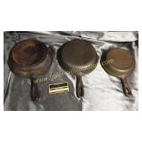 3 cast iron skillets