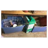 3 boxes misc household items,shower chair,