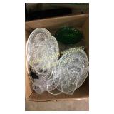 Box with snack set trays, glass and other