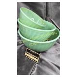 3pc fireking jadeite swirl nesting bowls